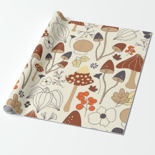 Nadien naadloos nakomelend patroon met paddenstoel cadeaupapier