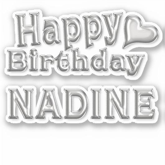 Nadine Happy Birthday silver Aufkleber Sticker (Voorkant)