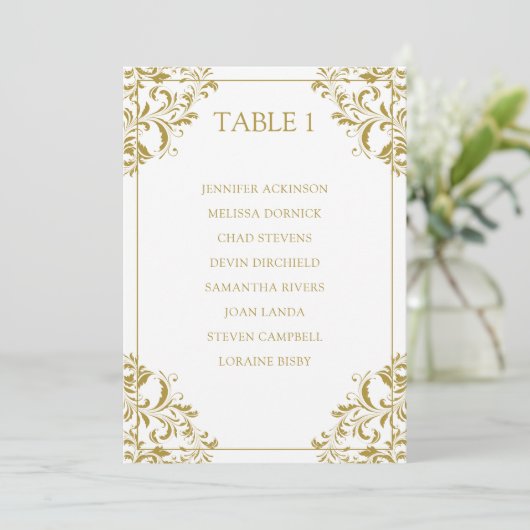 Nadine Seating Chart Table List Kaart | Goud (Staand voorkant)
