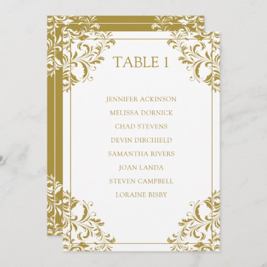 Nadine Seating Chart Table List Kaart | Goud (Voorkant / Achterkant)