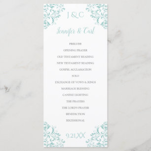 Nadine Trouwprogramma   Lang (licht turquoise) Programmakaart