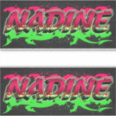 Nadine Vorname Name Graffiti Aufkleber Sticker (Voorkant)
