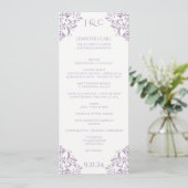 Nadine Wedding Program - Tea length - Lavender Programmakaart (Staand voorkant)