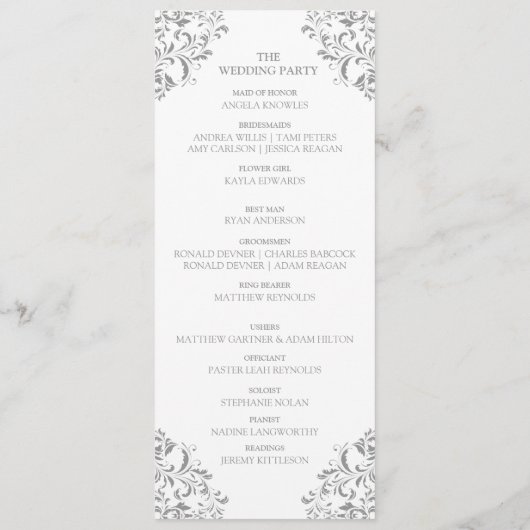 Nadine Wedding Programme | Tall - Tea (grijs) Programmakaart (Achterkant)