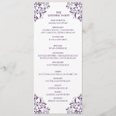 Nadine Wedding Programme | Tea-Length (Paars van h Programmakaart (Achterkant)