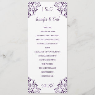 Nadine Wedding Programme   Tea-Length (Paars van h Programmakaart
