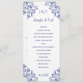 Nadine Wedding Programme | Tea-Length (Royal Blue) Programmakaart (Voorkant / Achterkant)