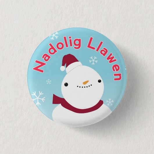 Nadolig Llawen Kerstmis Welsh Button Pin Badge (Voorkant)