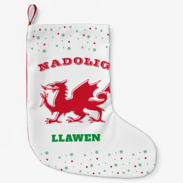 Nadolig Llawen Red Welsh Dragon Merry Kerstmis Kleine Kerstsok
