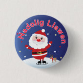 Nadolig Llawen Santa Pin Button Badge (Voorkant)