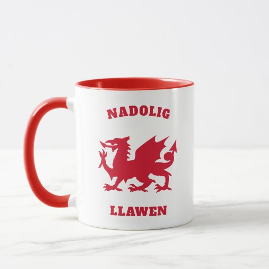 Nadolig Llawen Simple Celtic Welsh Merry Kerstmis Mok (Links)