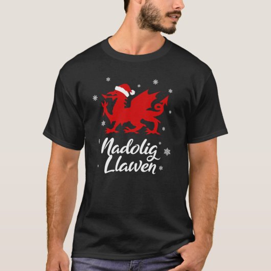 Nadolig Llawen Wales Welsh Cymru Merry Christmas D T-shirt (Voorkant)