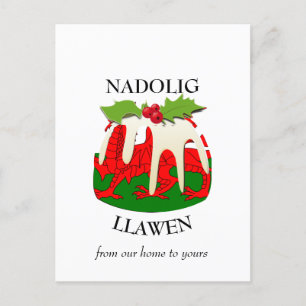 Nadolig Llawen WALES Welsh Merry Christmas Pudding Briefkaart