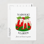 Nadolig Llawen WALES Welsh Merry Christmas Pudding Briefkaart (Voorkant / Achterkant)