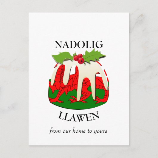 Nadolig Llawen WALES Welsh Merry Christmas Pudding Briefkaart (Voorkant)