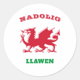 Nadolig Llawen Welsh Merry kerst Simple Celtic Ronde Sticker