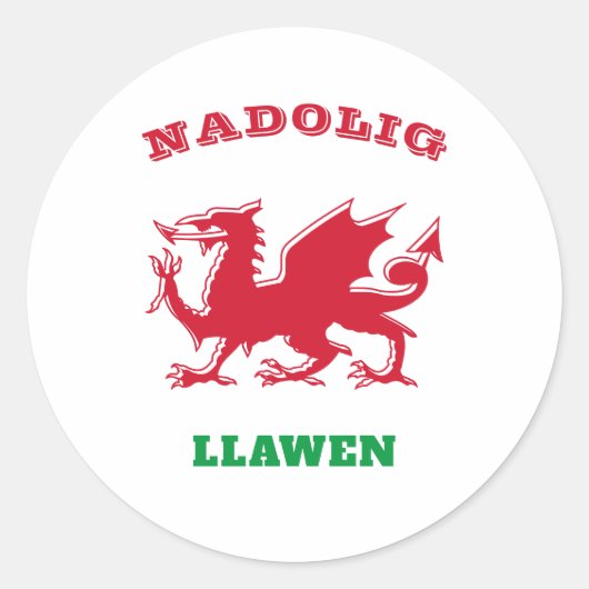 Nadolig Llawen Welsh Merry kerst Simple Celtic Ronde Sticker (Voorkant)
