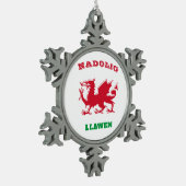 Nadolig Llawen Welsh Merry kerst Simple Celtic Tin Sneeuwvlok Ornament (Links)