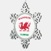 Nadolig Llawen Welsh Merry kerst Simple Celtic Tin Sneeuwvlok Ornament (Rechts)