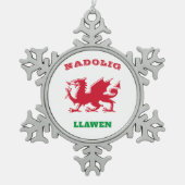 Nadolig Llawen Welsh Merry kerst Simple Celtic Tin Sneeuwvlok Ornament (Voorkant)