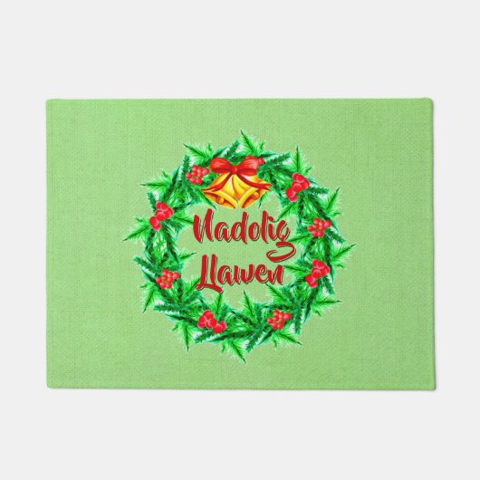 Nadolig Llawen Welsh Merry Kerstmis Deurmat (Voorkant)