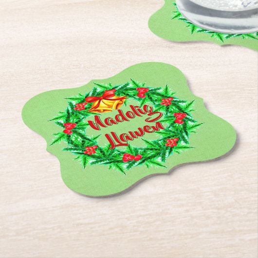 Nadolig Llawen Welsh Merry Kerstmis Kartonnen Onderzetters (Gekanteld)