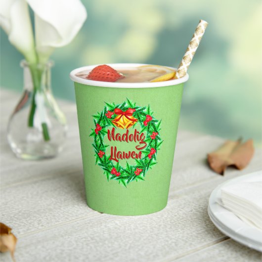 Nadolig Llawen Welsh Merry Kerstmis Papieren Bekers (Insitu)