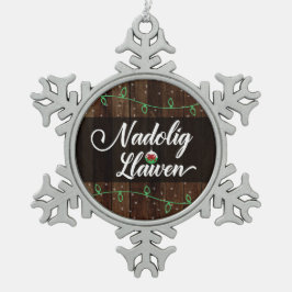 Nadolig Llawen Welsh Merry Kerstmis, Wales Tin Sneeuwvlok Ornament