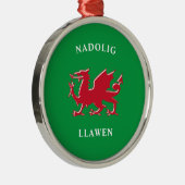 Nadolig Llawen Welsh Simple Celtic Merry Kerstmis Metalen Ornament (Rechts)
