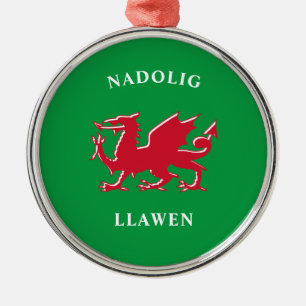 Nadolig Llawen Welsh Simple Celtic Merry Kerstmis Metalen Ornament