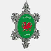Nadolig Llawen Welsh Simple Celtic Merry Kerstmis Tin Sneeuwvlok Ornament (Links)