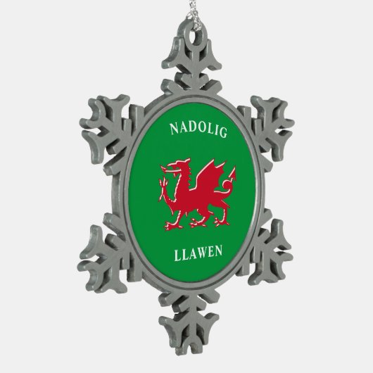 Nadolig Llawen Welsh Simple Celtic Merry Kerstmis Tin Sneeuwvlok Ornament (Links)