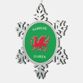 Nadolig Llawen Welsh Simple Celtic Merry Kerstmis Tin Sneeuwvlok Ornament (Rechts)