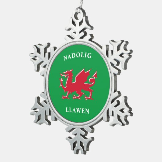 Nadolig Llawen Welsh Simple Celtic Merry Kerstmis Tin Sneeuwvlok Ornament (Rechts)