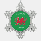Nadolig Llawen Welsh Simple Celtic Merry Kerstmis Tin Sneeuwvlok Ornament (Voorkant)