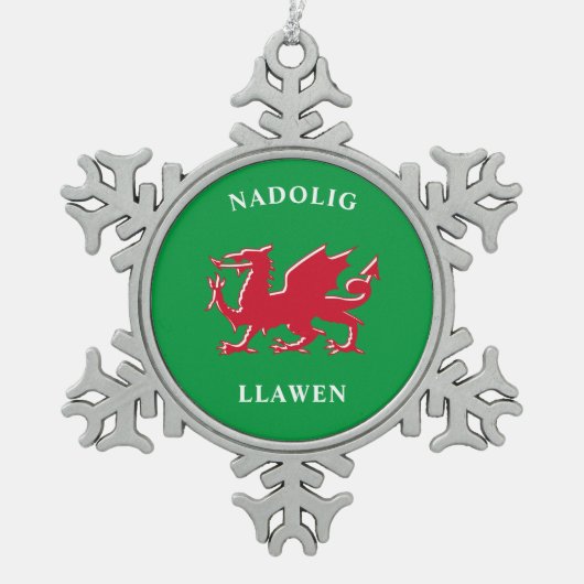 Nadolig Llawen Welsh Simple Celtic Merry Kerstmis Tin Sneeuwvlok Ornament (Voorkant)