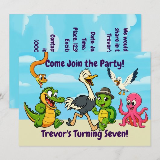 Nae Nae & Lulu Avonturen Feest Uitnodiging (Voorkant / Achterkant)