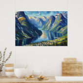 Nærøyfjord olieverfschilderij poster (Keuken)