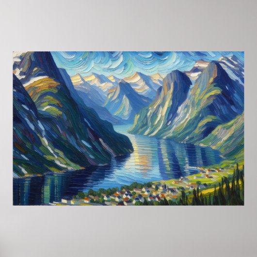 Nærøyfjord olieverfschilderij poster (Voorkant)
