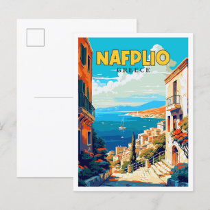 Nafplio Griekenland vintage reisillustratie Postca Briefkaart