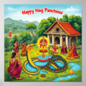Nag Panchami Ka - Sacred Serpent Art -नाग पंचमी का Poster (Voorkant)