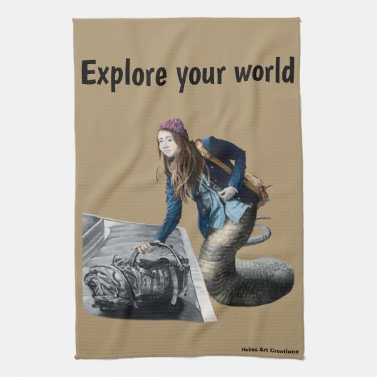 Naga Explore World Travel Fantasy Keuken Handdoek (Verticaal)