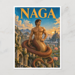 Naga, gotische fantasie monster briefkaart