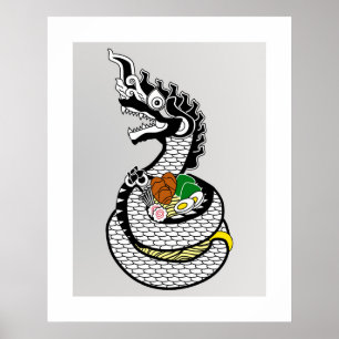 Naga Ramen Thai Japan Fusion Food Fantasy Wall Art Poster