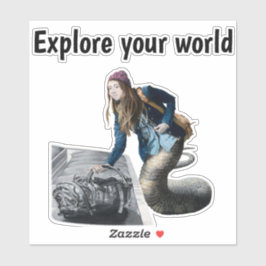 Naga verkent World Travel Fantasy Art Sticker