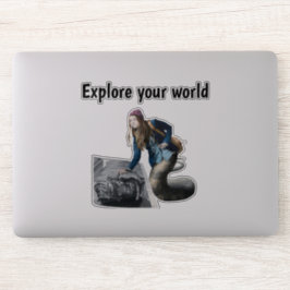 Naga verkent World Travel Fantasy Art Sticker