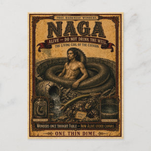 Naga, Vintage Circus Monster Briefkaart