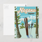 Nagano Japan Ski poster Briefkaart (Voorkant / Achterkant)