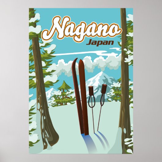 Nagano Japan ski-poster Poster (Voorkant)