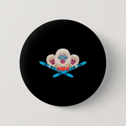 Nagano-skiër Ronde Button 5,7 Cm (Voorkant)